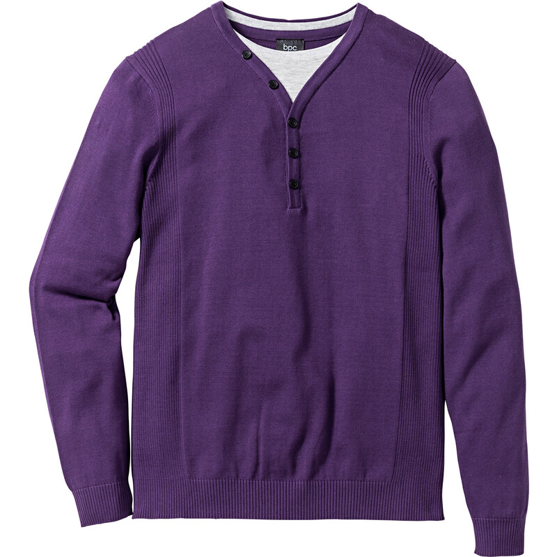 bpc bonprix collection Pullover in 2-in-1-Optik Regular Fit langarm in lila für Herren von bonprix