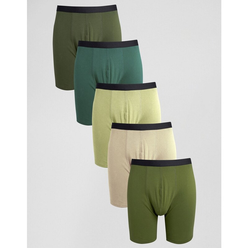 ASOS - Lange Unterhosen in Khaki im 5-er Pack - 20% SPAREN - Grün