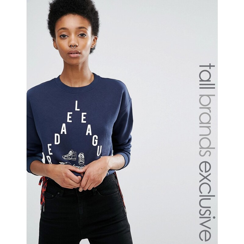Noisy May Tall - Kurz geschnittenes Sweatshirt mit Motiv - Marineblau