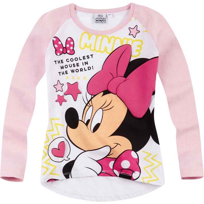 Disney Minnie Langarmshirt weiß in Größe 104 für Mädchen aus 60 % Baumwolle 40 % Polyester