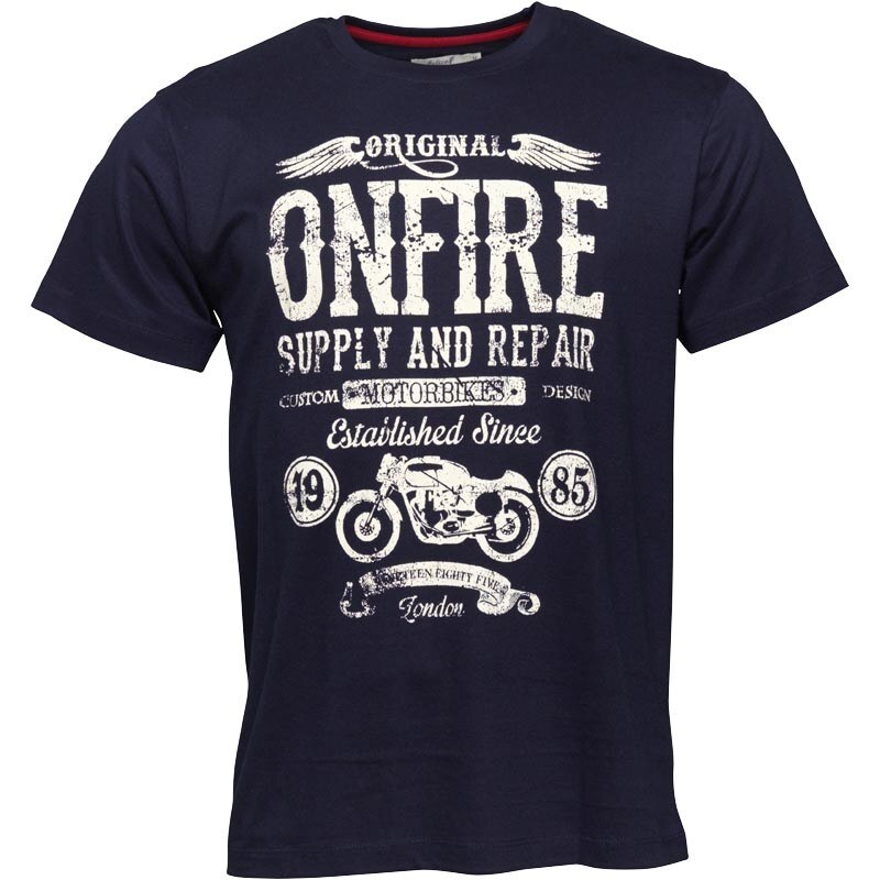 Onfire Herren Motorbike T-Shirt Blau