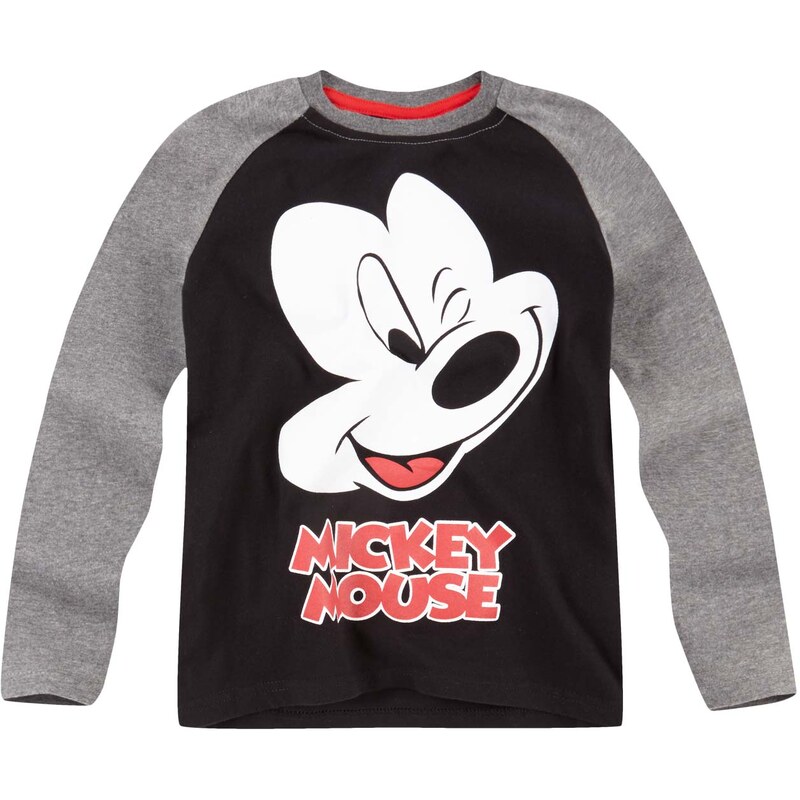 Disney Mickey Langarmshirt schwarz in Größe 98 für Jungen aus 100% Baumwolle Grau: 60% Baumwolle 40% Polyester