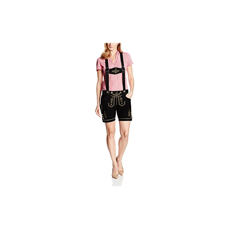 Gaudi-Leathers Damen Trachten Lederhose Normi Shorts kurz mit Träger in verschiedenen Farben