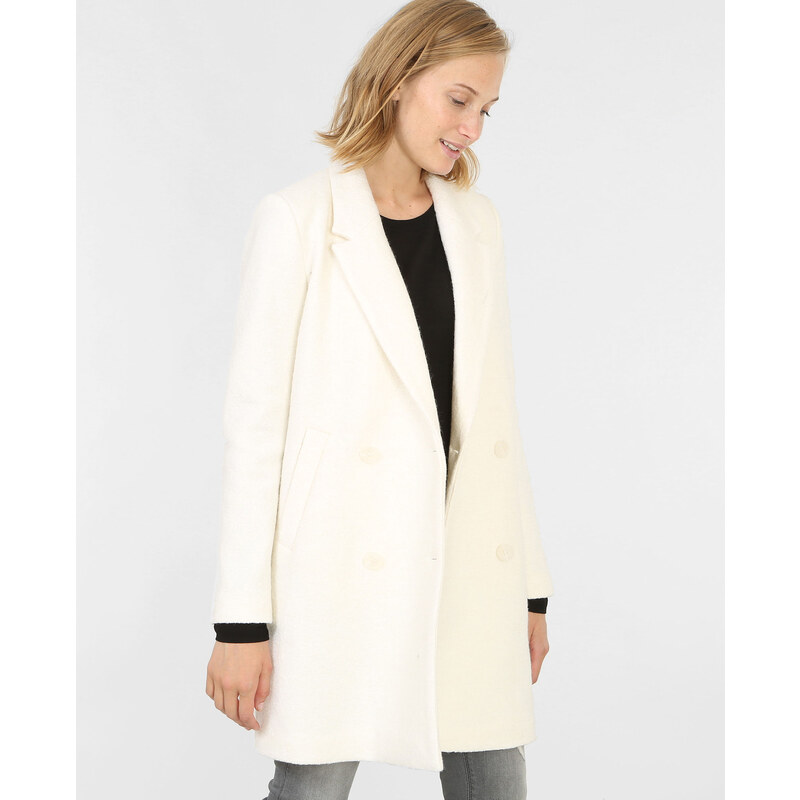 Gerader Mantel aus Wollstoff Naturweiß, Größe 42 -Pimkie- Mode für Damen