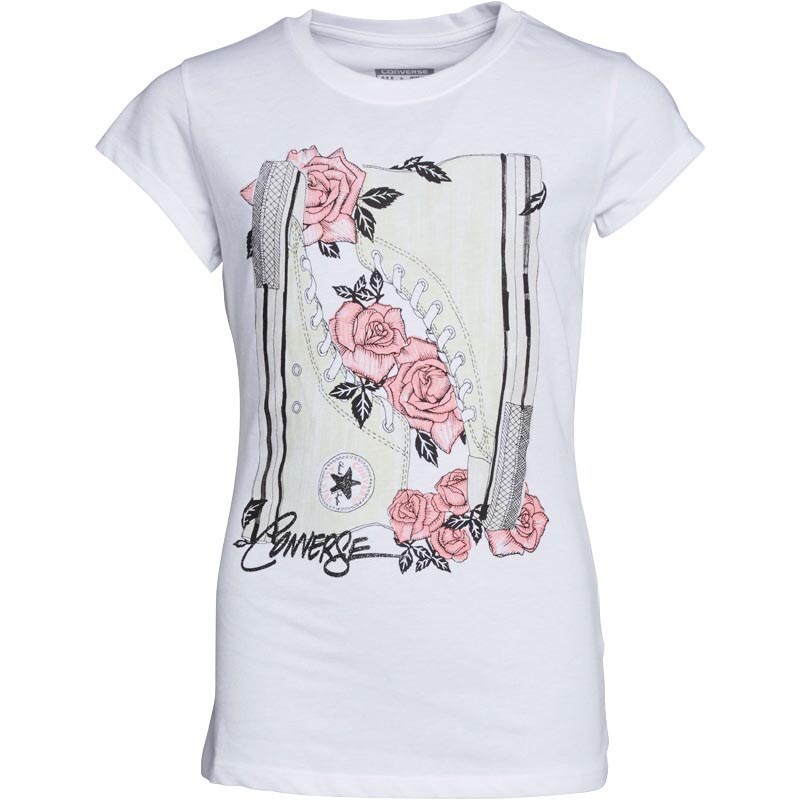 Converse Mädchen Floral Sneaker T-Shirt Weiß