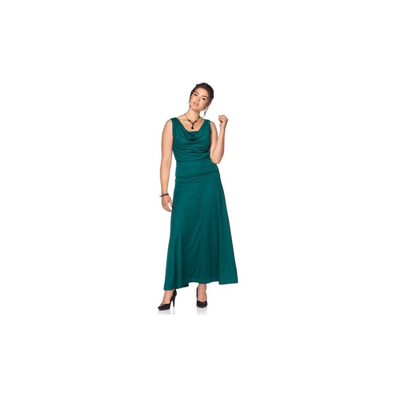 Damen Style Abendkleid mit Wasserfallkragen SHEEGO STYLE grün 42,44,46,48,50,52,54,56,58