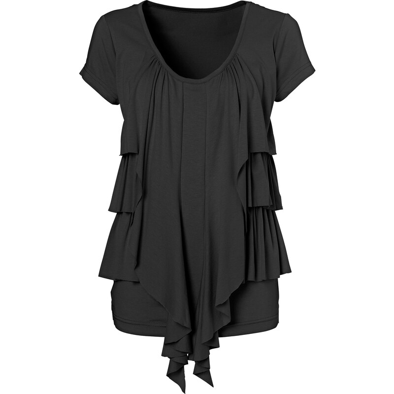 John Baner JEANSWEAR Shirt kurzer Arm figurbetont in schwarz (Rundhals) für Damen von bonprix