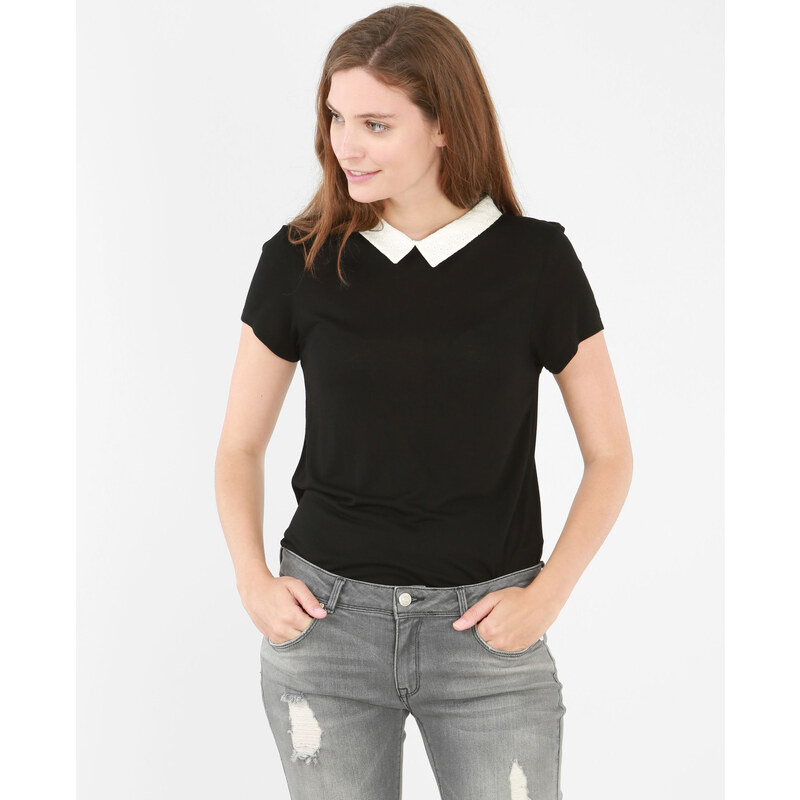 T-Shirt mit Polokragen Schwarz, Größe L -Pimkie- Mode für Damen