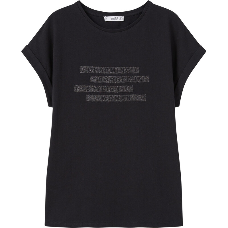MANGO Glitzer-T-Shirt Mit Aufdruck