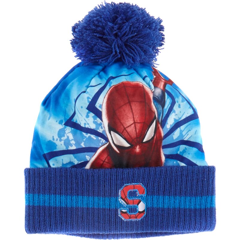 Spiderman Mütze blau in Größe 52 für Jungen aus 100% Polyacryl 100% Polyester