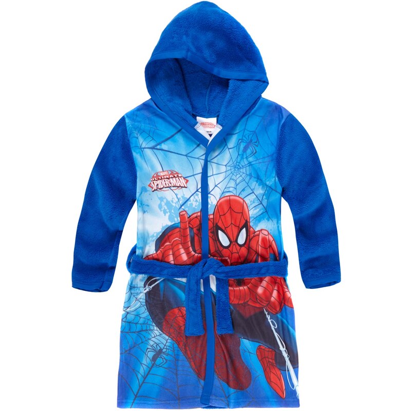 Spiderman Coral fleece Bademantel mit Kapuze blau in Größe 104 für Jungen aus 100 % Polyester