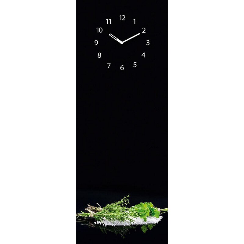 Eurographics Glasmagnettafel mit Uhr »Black Mirror Herbs«, 30/80cm