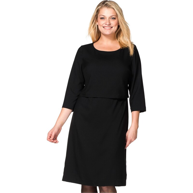 Große Größen: sheego Class Kleid im eleganten Layer-Look, schwarz, Gr.40-58