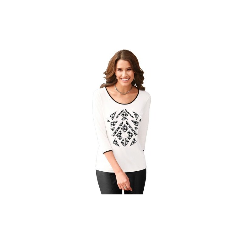 ALESSA W. Damen Alessa W. Shirt mit dekorativer Schmucksteinchen-Applikation weiß 40,42,44,46,50,52,54
