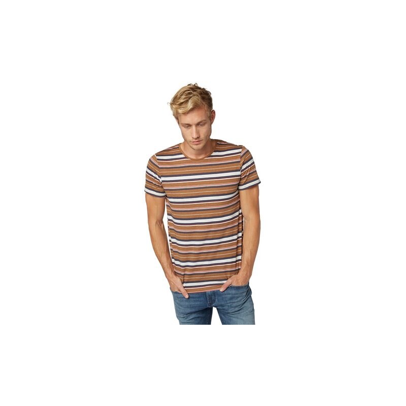 T-Shirt retro printed stripe tee TOM TAILOR DENIM braun L,M,S,XL