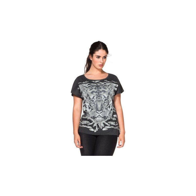 SHEEGO TREND Damen Trend T-Shirt mit aufregendem Tigerdruck grau 40/42,44/46,48/50,52/54,56/58