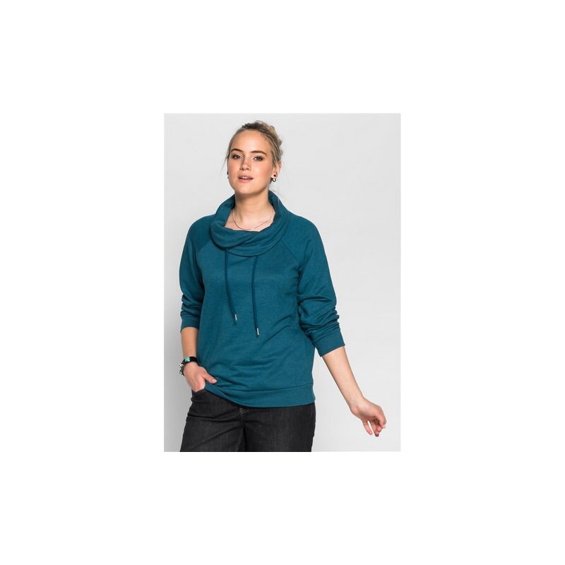 Damen Casual Lässiges Sweatshirt mit weitem Kragen SHEEGO CASUAL grün 44/46,52/54,56/58