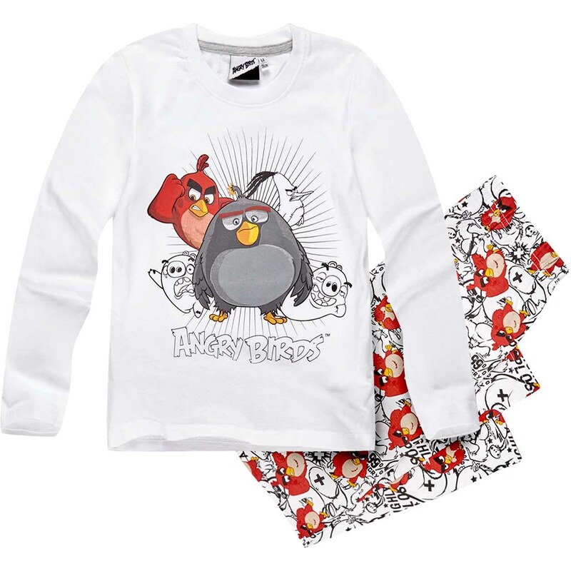Angry Birds Pyjama weiß in Größe 116 für Jungen aus 100% Baumwolle