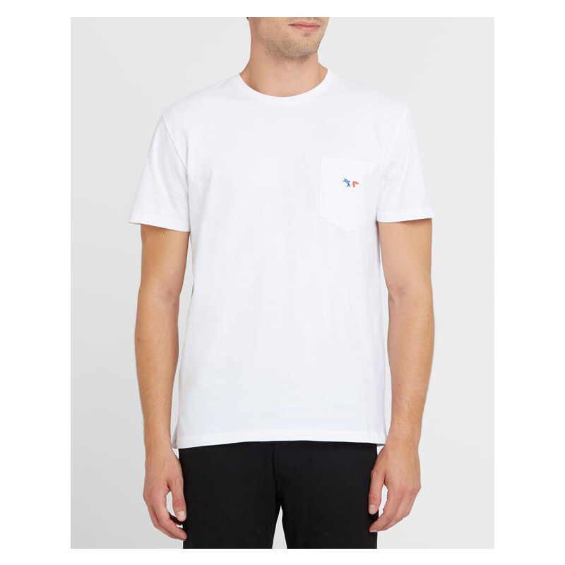 MAISON KITSUNÉ Weißes Pocket-T-Shirt mit Aufnäher