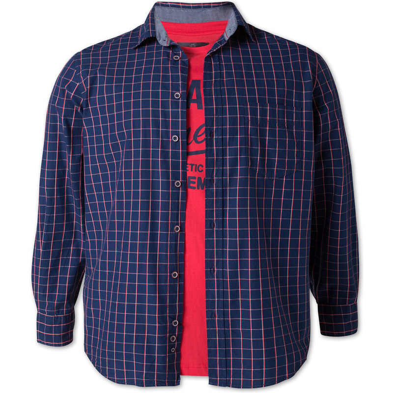 C&A Hemd mit T-Shirt aus Bio-Baumwolle in Rot / Blau