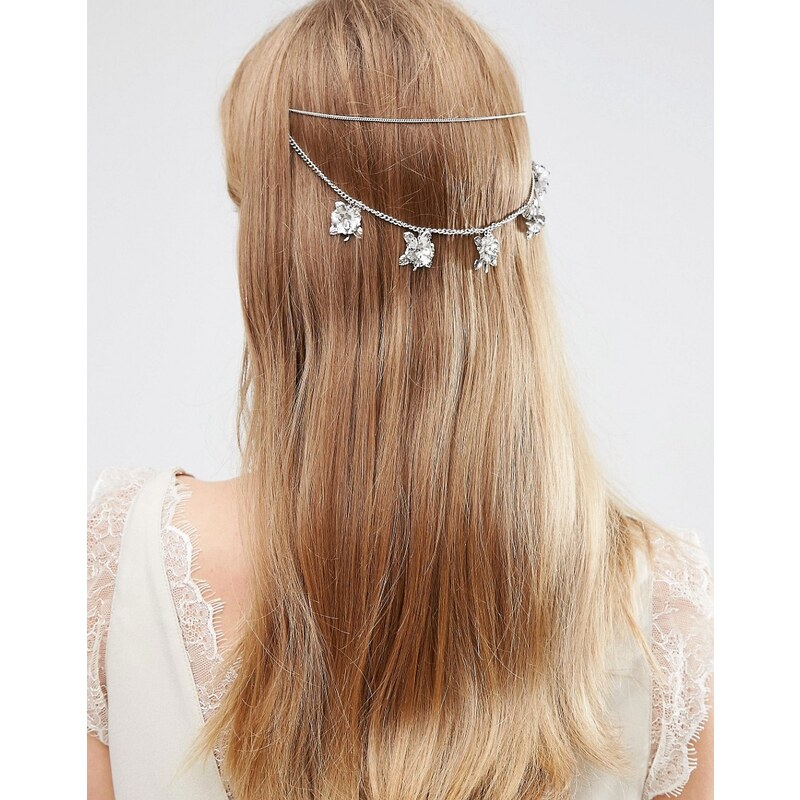 ASOS - Haarspange für den Hinterkopf mit Rosenanhängern - Silber