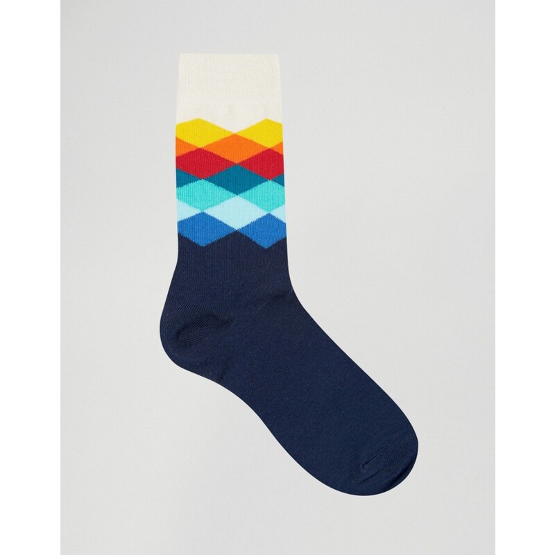 Happy Socks - Socken mit verblasstem Rautenmuster - Blau
