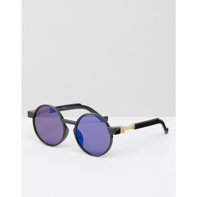 Jeepers Peepers - Sonnenbrille mit runden, blauen Gläsern - Schwarz