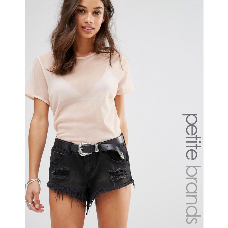 Missguided Petite - Netz-T-Shirt in Nude - Rosa