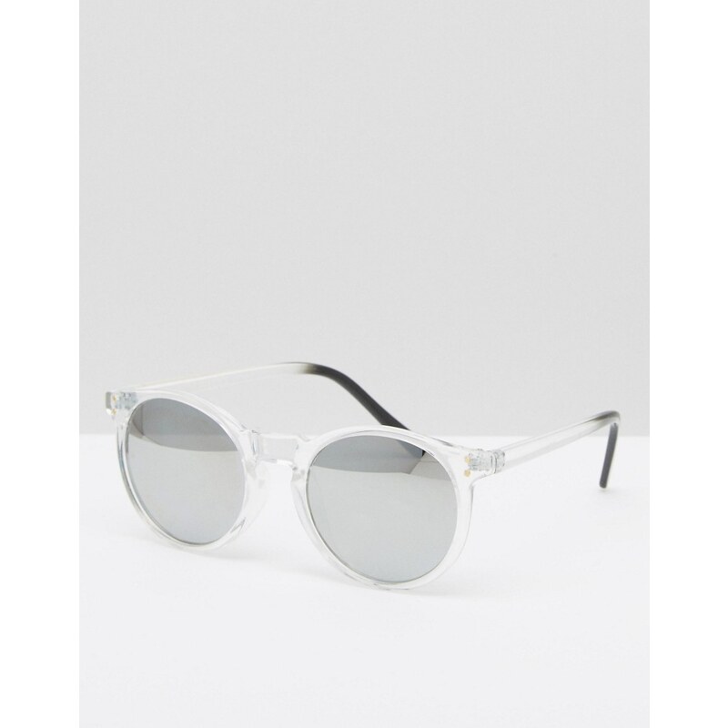 Pieces - Runde Sonnenbrille mit transparentem Rahmen und verspiegelten Gläsern - Transparent