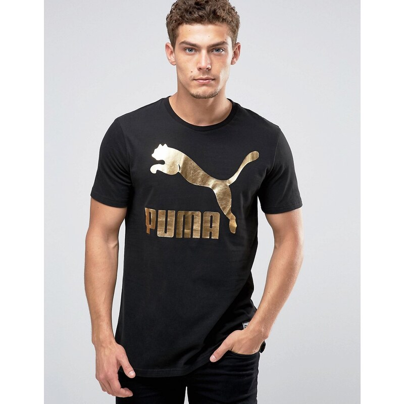 Puma - 57151331 - Schwarzes T-Shirt mit Archiv-Logo in Metallic-Optik - Schwarz