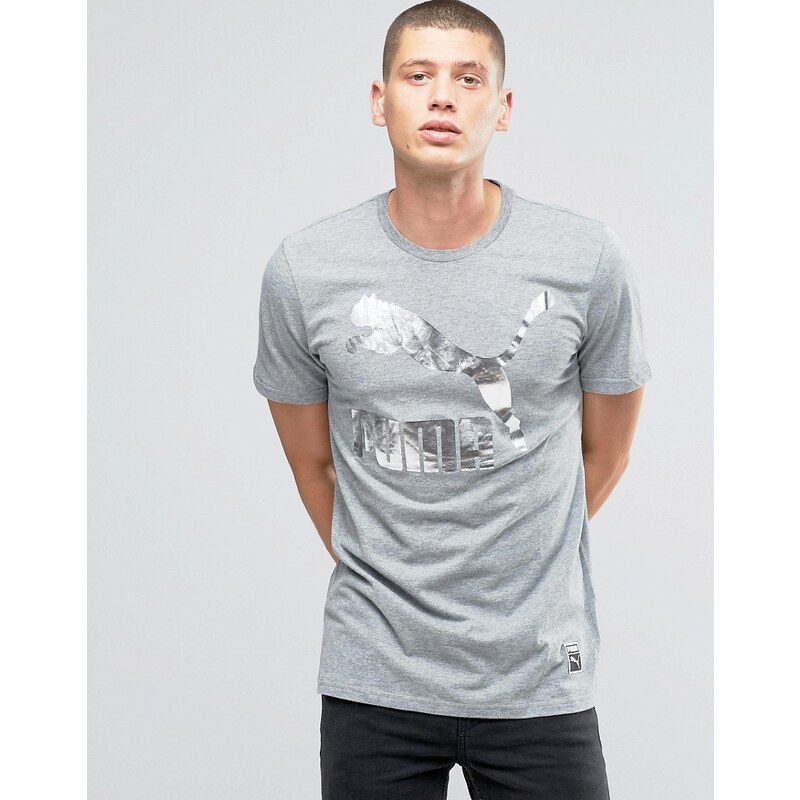 Puma - Archive - Graues T-Shirt mit Metallic-Logo, 57151338 - Grau
