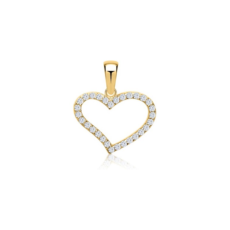 Unique Jewelry 333er Gold Herz Anhänger mit weißen Zirkonia GP0221