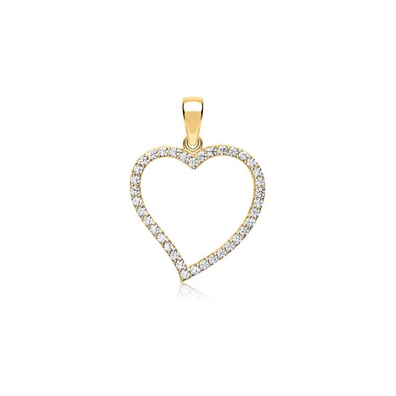 Unique Jewelry Großer Herz Anhänger mit Zirkonia 333er Gold