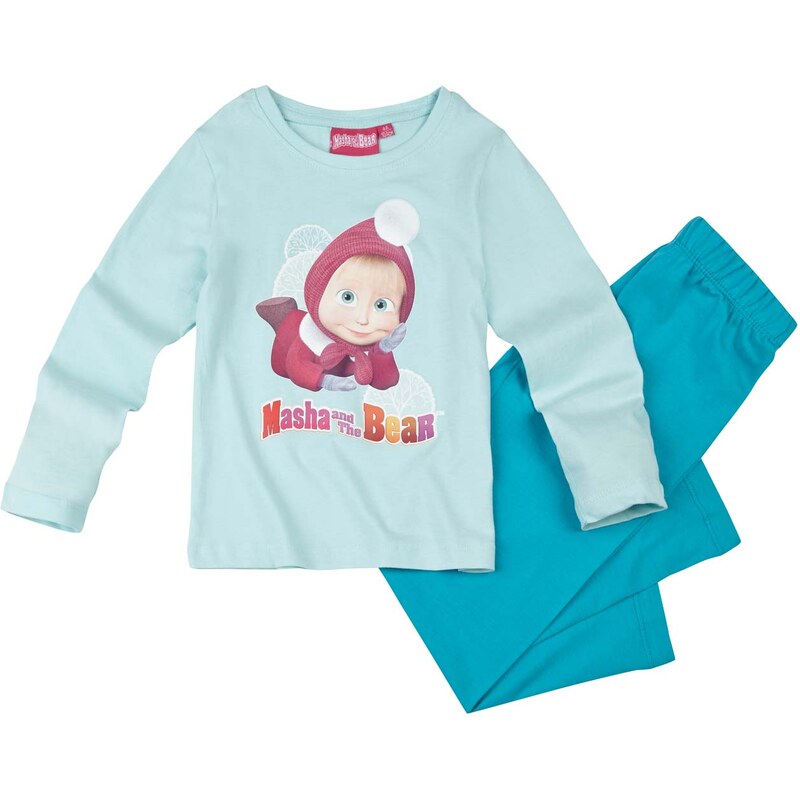 Mascha und der Bär Pyjama blau in Größe 104 für Mädchen aus 100% Baumwolle
