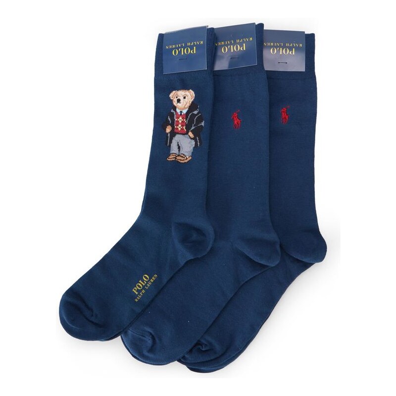 POLO Ralph Lauren Dreierpack blaue Socken Teddy Bear