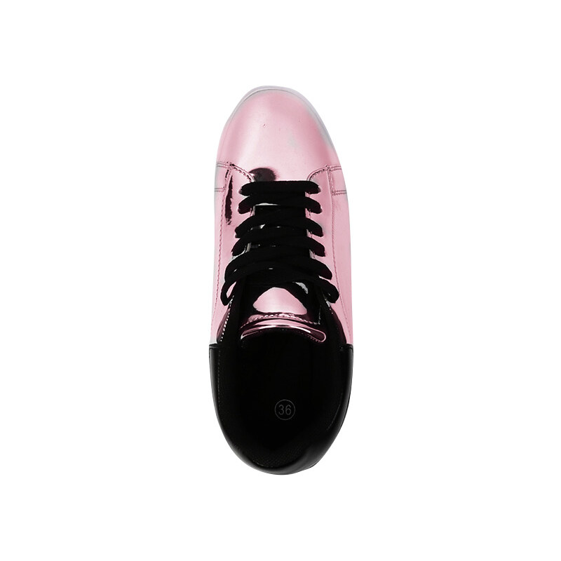Lesara Plateau-Sneaker in Metallic-Optik - Pink - 39