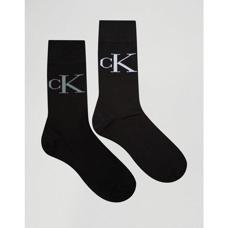 Calvin Klein - Socken mit Vintage-Logo im 2er-Pack - Schwarz