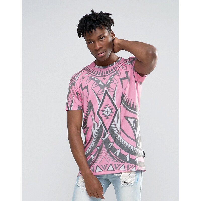 Jaded London - Langes T-Shirt mit Kaleidoskop-Print - Rosa