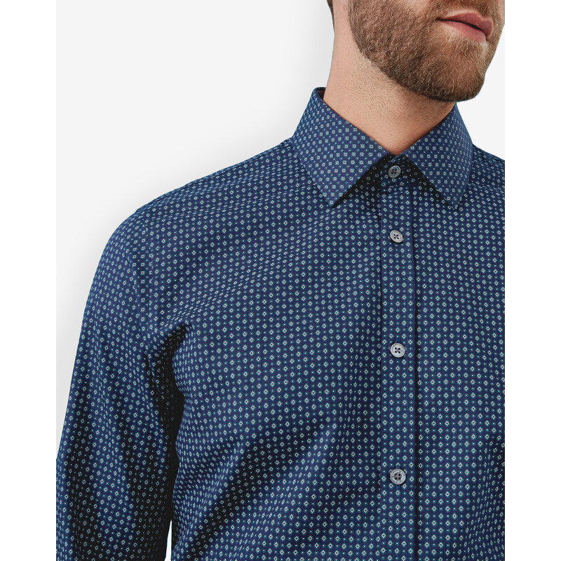 Ted Baker Baumwollhemd mit geometrischem Print Marineblau