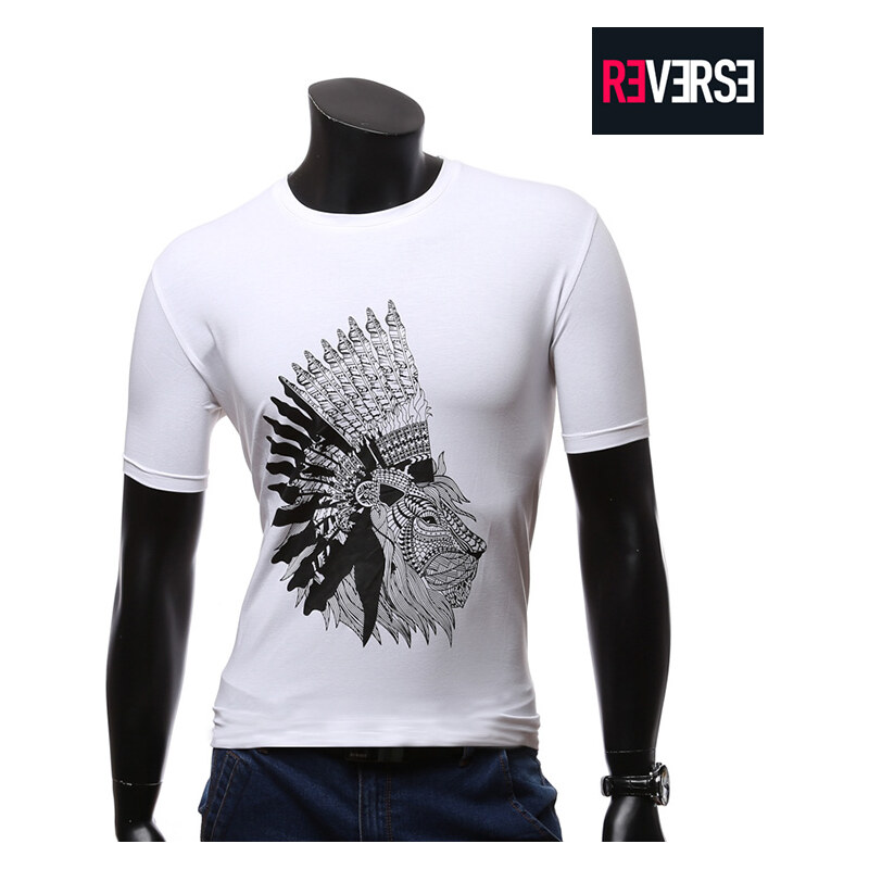 Re-Verse T-Shirt mit Indianer-Löwen-Print - XS