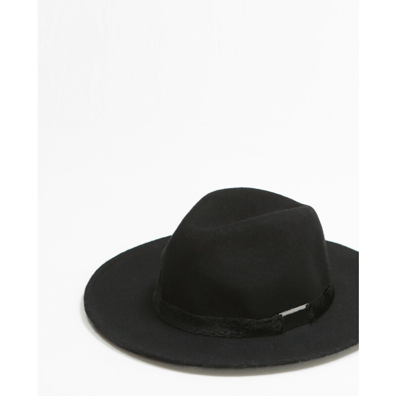 Fedora-Hut mit Borte aus Fellimitation Schwarz, Größe M -Pimkie- Mode für Damen