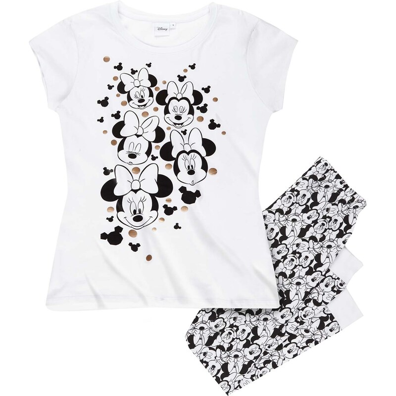 Disney Minnie Pyjama weiß in Größe S für Damen aus 100% Baumwolle