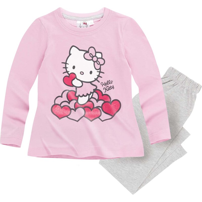 Hello Kitty Pyjama grau in Größe 98 für Mädchen aus 100% Baumwolle Graumelange: 95% Baumwolle 5% Viskose