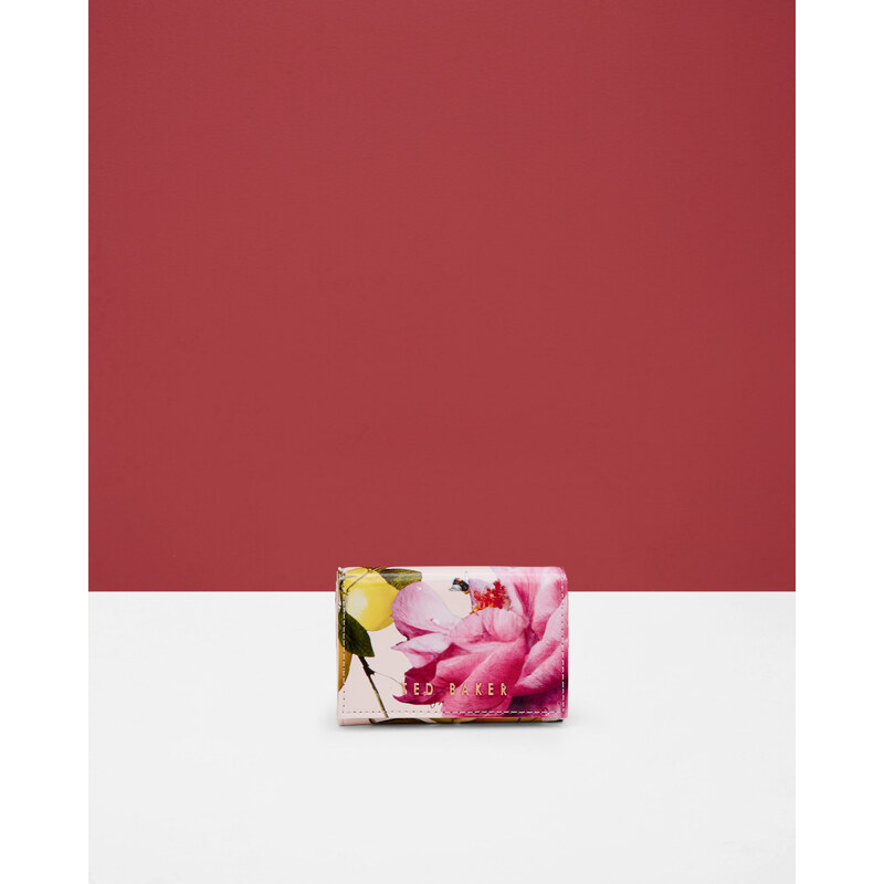 Ted Baker Kleines Leder-Portemonnaie mit Citrus Bloom-Print Pink