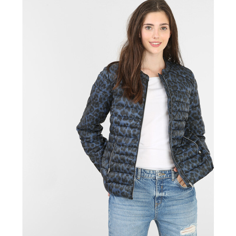 Leichte Daunenjacke mit Leoparden-Print Marineblau, Größe M -Pimkie- Mode für Damen