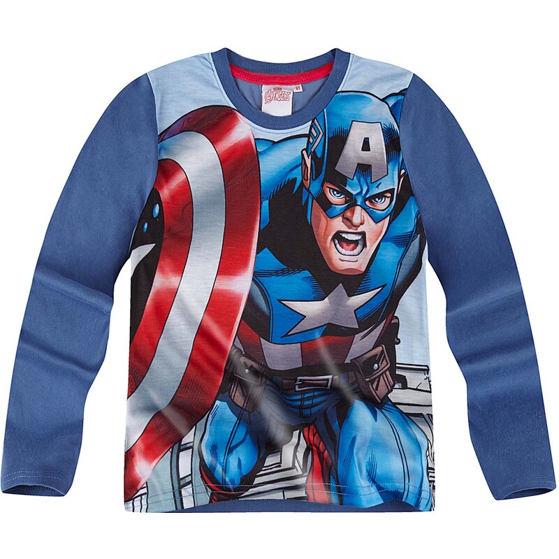 Avengers Assemble Langarmshirt blau in Größe 116 für Jungen aus Vorderseite: 100% polyester Ärmel: 100% Baumwolle