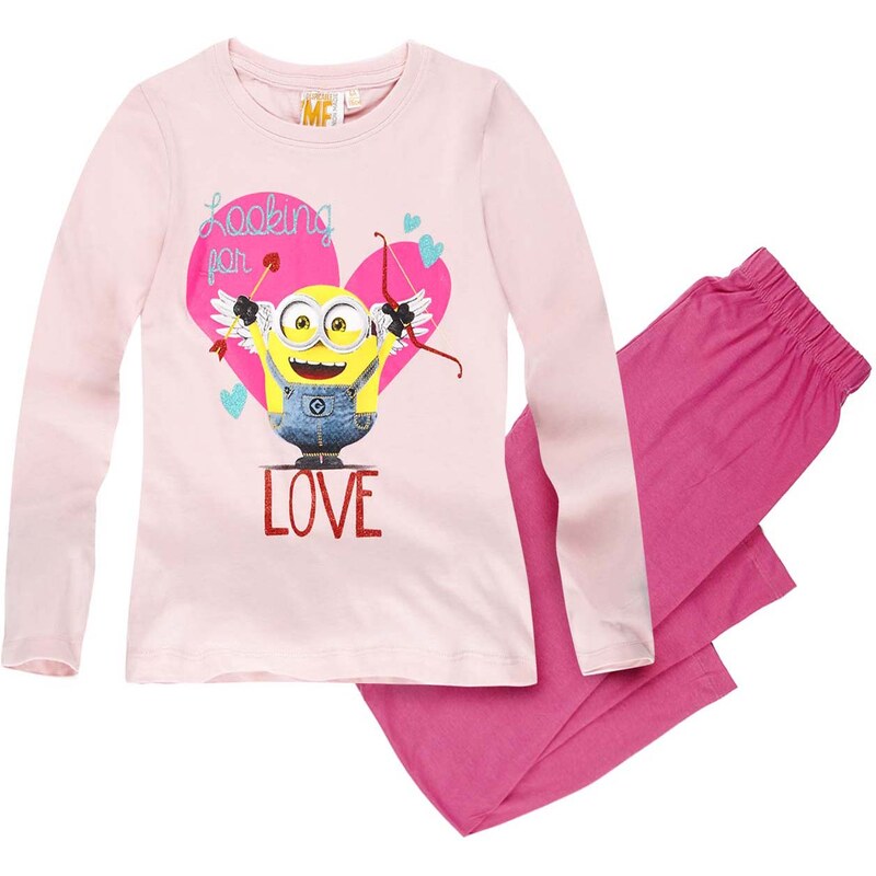 Minions Pyjama pink in Größe 116 für Mädchen aus 100% Baumwolle