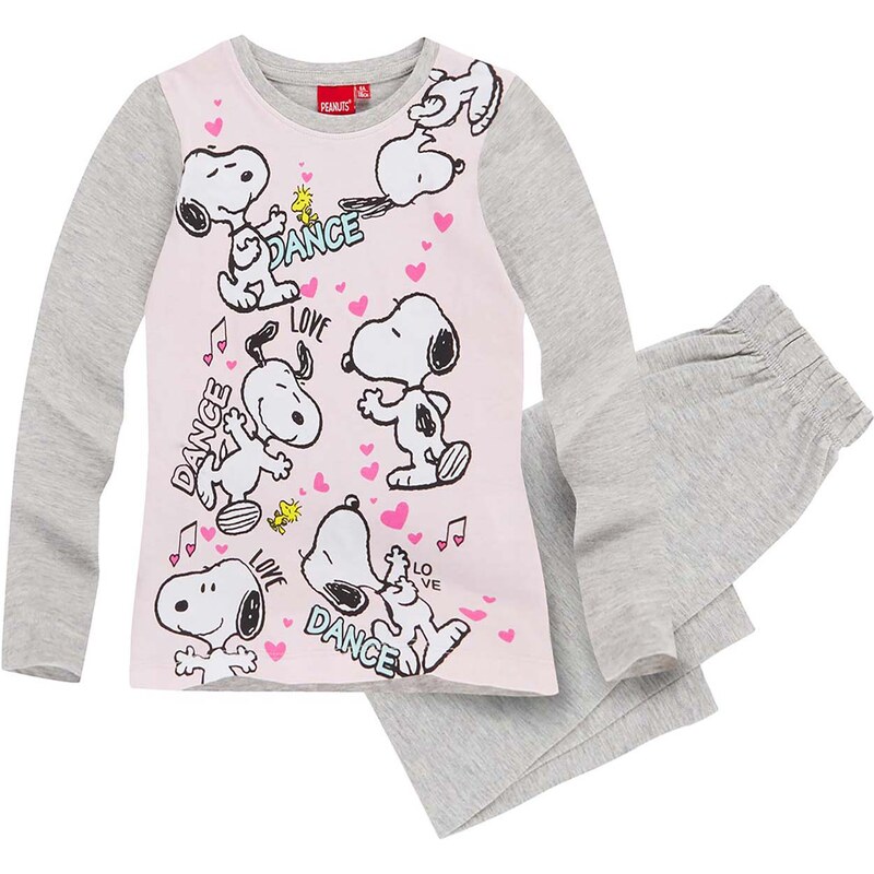 Snoopy Pyjama grau in Größe 116 für Mädchen aus 95% Baumwolle 5% Viskose