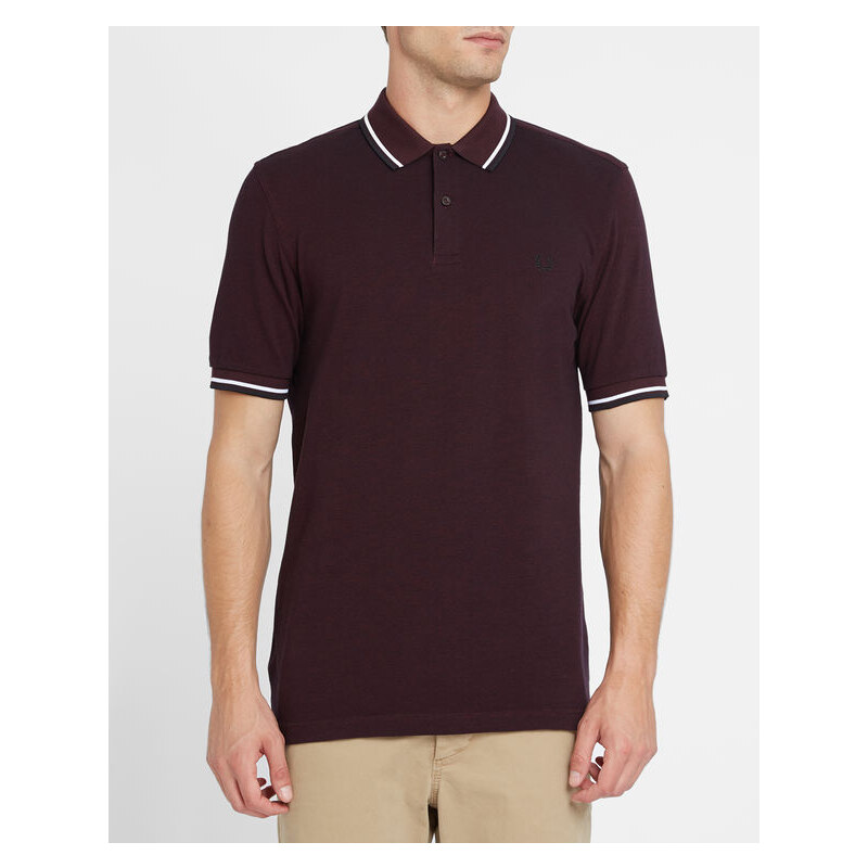 FRED PERRY Slim-Poloshirt Classic Oxford in Bordeauxrot und Schwarz