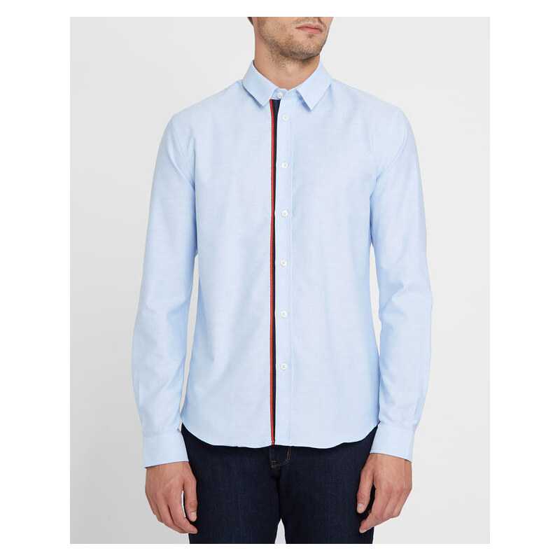 Carven Himmelblaues Slim-Hemd mit kleinem Oxford-Kragen und Patte, mit robuster Narbung